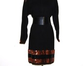 Vintage Dress Black with Copper Glitz