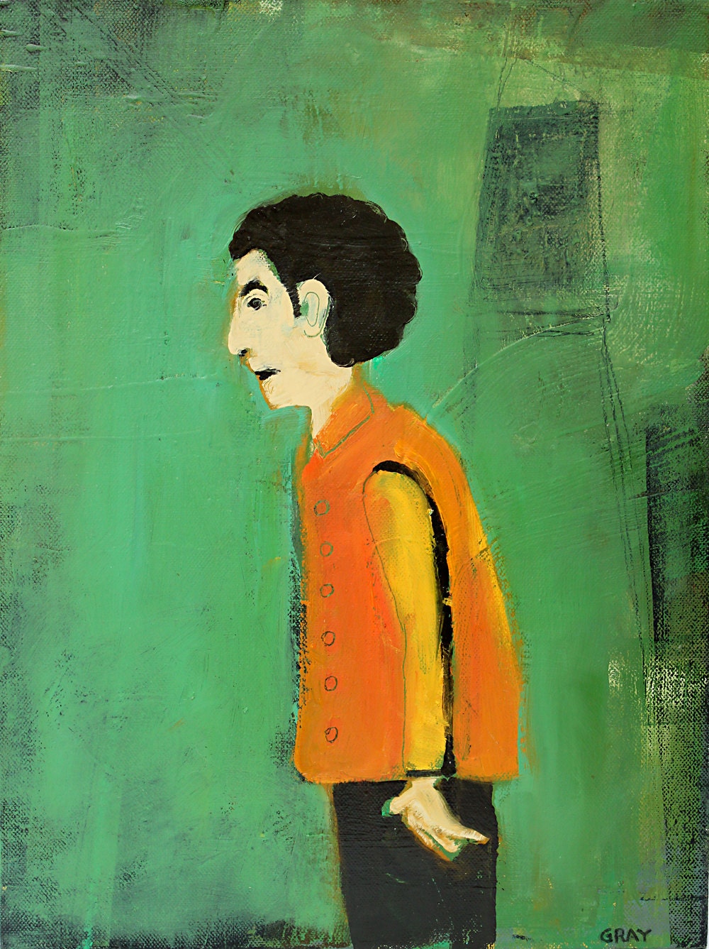 Original Portrait Oil Painting on Canvas, Contemporary Art, Personality, 12x16 FREE US Shipping