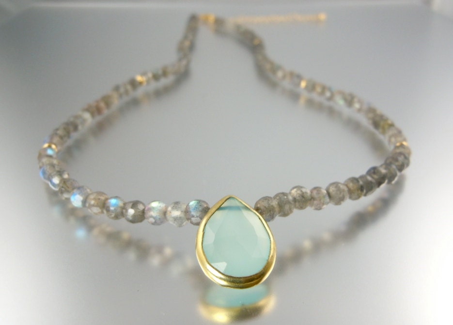 Sea Green Chalcedony & Labradorite Necklace