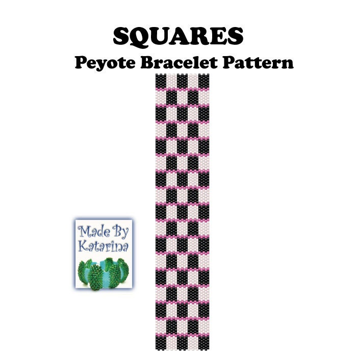 Peyote Pattern - Squares - INSTANT DOWNLOAD PDF - Peyote Stitch Bracelet Pattern