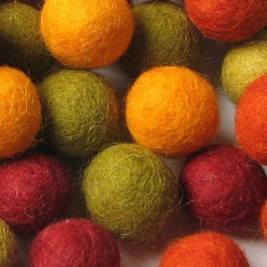 2CM Felt Balls/60-Piece - Autumn Mix