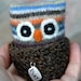 Little Lucky Owl recycled felted striped wool plushie needle felt crocheted nest kids toy (woolcrazy)