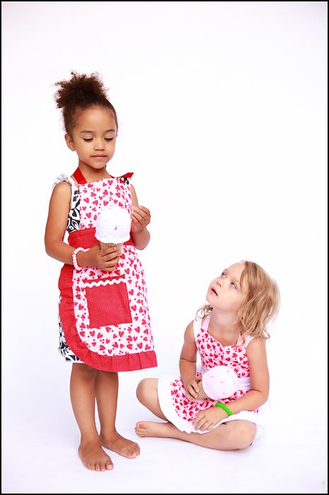 Childrens Apron Strawberry Includes One Apron