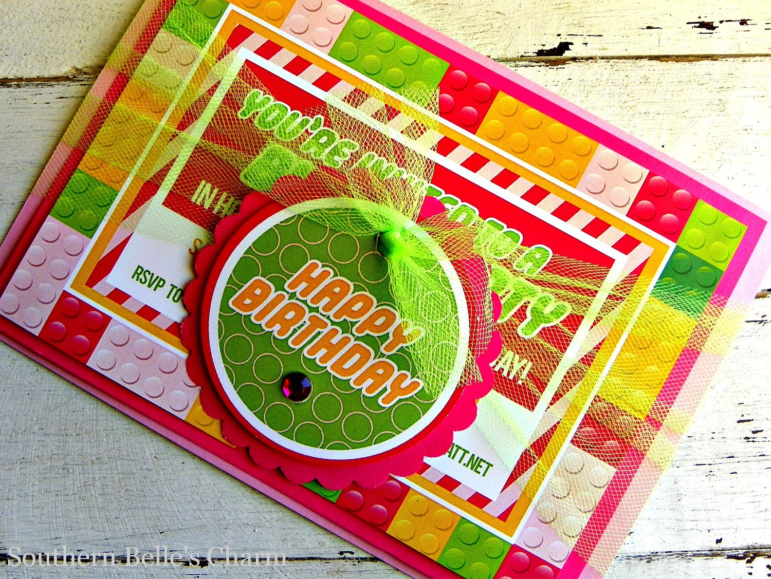 Girl Building Blocks Invitations...Set of 10 Invitations. Il_170x135