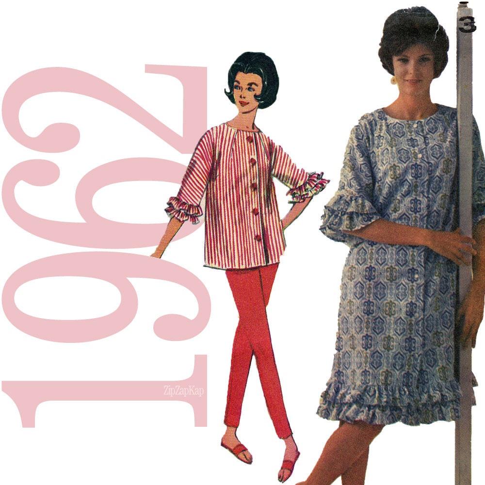 1960s Vintage Sewing Pattern - Pajama Pattern - Sleepwear Pattern - B36 - Advance 3068 - 60s Pajamas and Robe Sewing Pattern