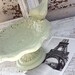 Petite Garden Bird Bath Rustic And Distressed, Soft Green,