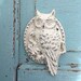 Owl Cast Iron Door Knocker, Distressed Creamy White, Autumn Decor, New Home, White Owl