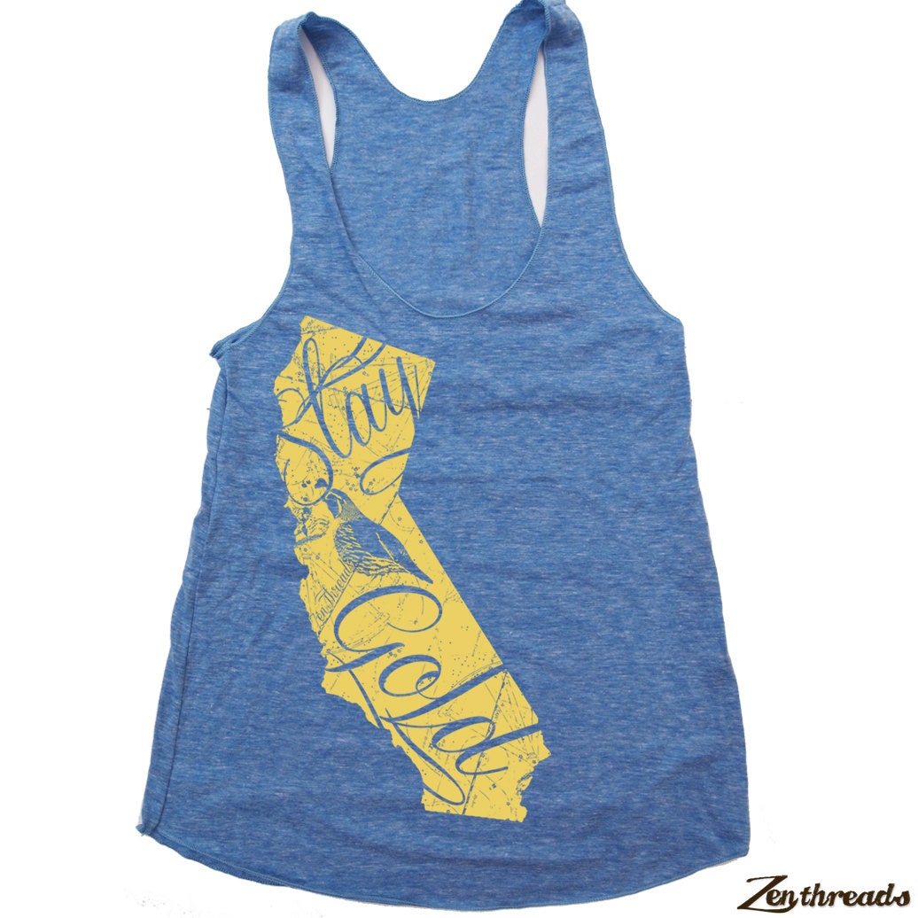 Womens CALIFORNIA State american apparel Tri-Blend Racerback Tank Top S M L (9 Color Options)
