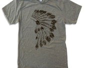 Mens Native American HEADDRESS american apparel t shirt S M L XL (17 Color Options)