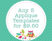 Any 5 Applique Templates, You Choose Designs, Multiple Purchase Discount. PDF Patterns by Angel Lea Designs
