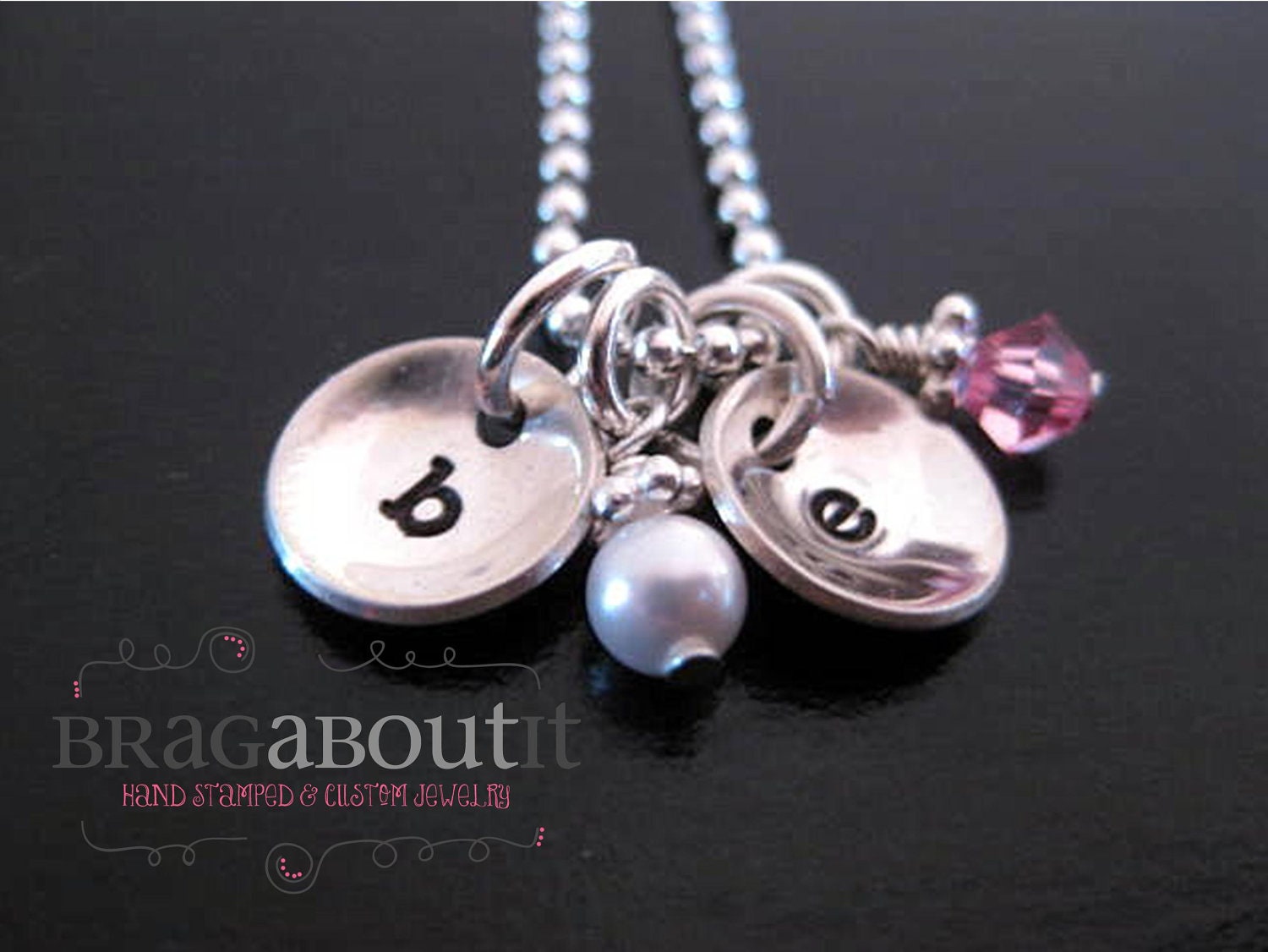 Personalized Jewelry - Hand Stamped Necklace - Teeny Tiny Cups with Birthstones