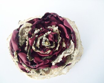 Wedding Hair Flower, Satin or Organza Fabric Flowers, 8 inch diameter and larger