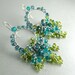 Colorful Gemstone Wrapped Hoop Dangling Cluster Sterling Earrings
