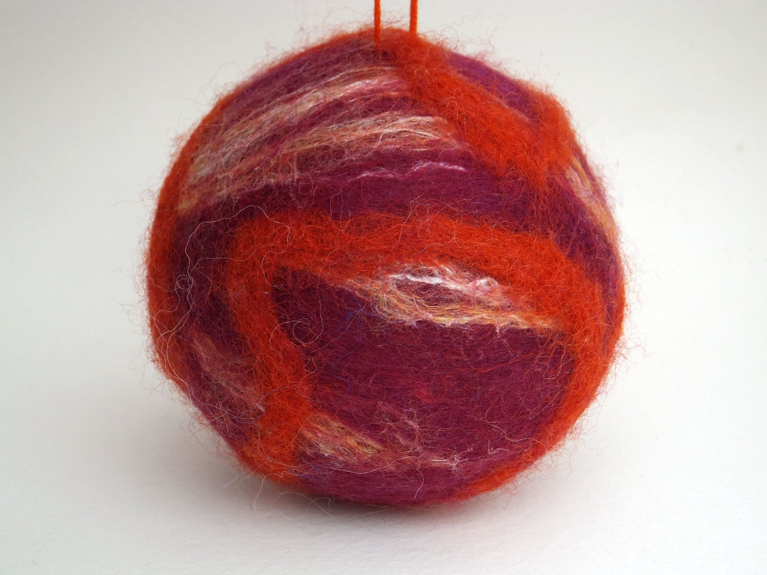 Warm tones felted wool silk ball ornament