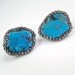 Turquoise Earrings Gemstone Diamond Bezel Style Earrings Slice Swarovski Crystal Statement Post or Clip On Earrings - Chat Noire