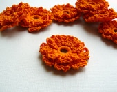 8 Crochet Flower Appliques -- Orange Marigolds - CaitlinSainio