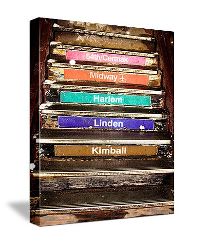 Chicago Train Steps 20x30 Gallery Wrap Canvas - ready to hang - chicago decor
