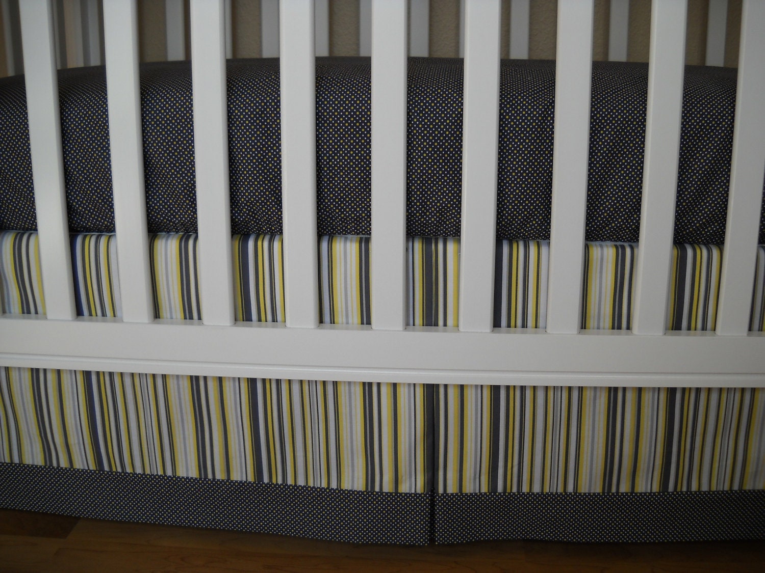 Custom Designer Fabric Crib Skirt with Bottom Band -  Created by Cottage Belles on Etsy