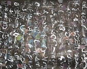black and white paintings art abstract painting original calligraphy black and white contemporary large modern purple blue green 30x22 sjkim