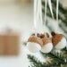 Acorn Ornament Kit Felted Wool Decoration DIY craft handmade for your Christmas Tree, snow white, natural materials gift