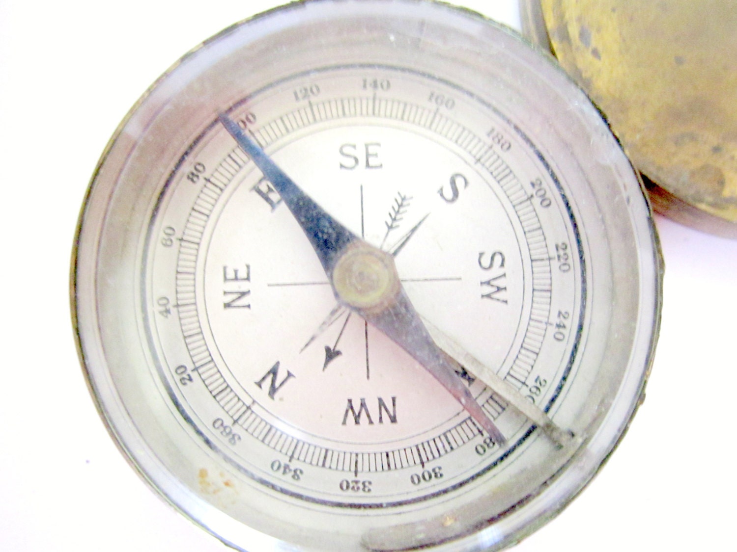 Vintage Compass WWII Brass Pocket Compass Antique