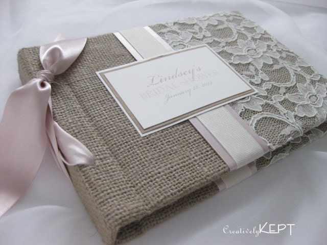 Baby Photo Album 5x7 brag book-burlap and lace