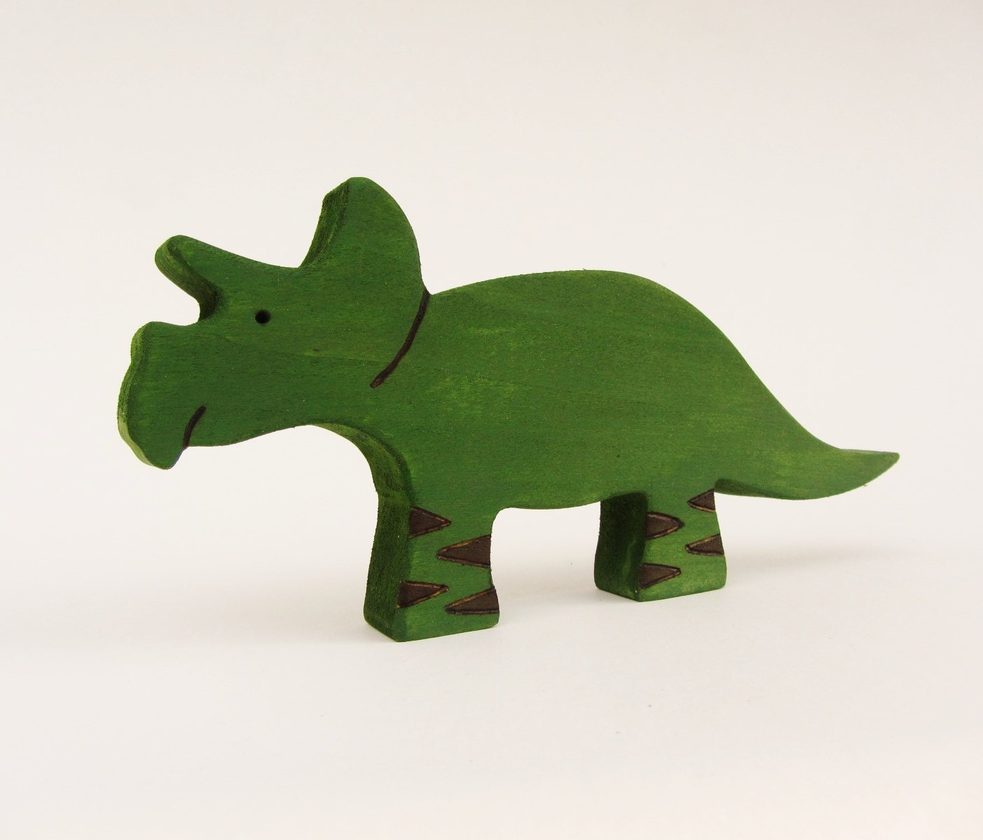 Wooden Triceratops Toy- Waldorf natural- dinosaur dino