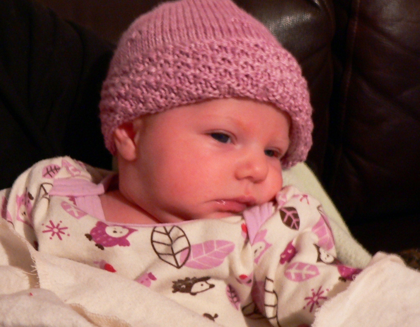 Handknit bamboo baby beanie Unisex  0-6m/6-12m