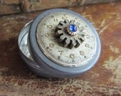 Steampunk Time Capsule - Vintage Tin - Great stocking stuffer - watch parts tin - recycled - upcycled