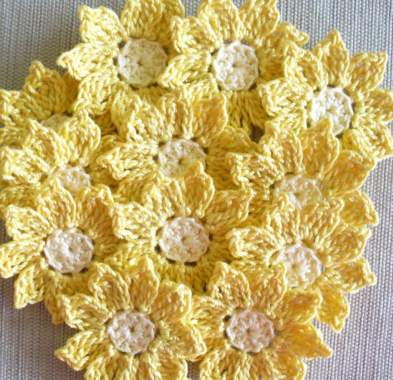 Golden Yellow Crochet Daisy Flowers, Handmade, Embellishments, Appliques - set of 16