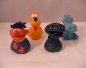 4 Vintage Finger Puppets Sesame Street Ernie Oscar Disney Pluto and Friend