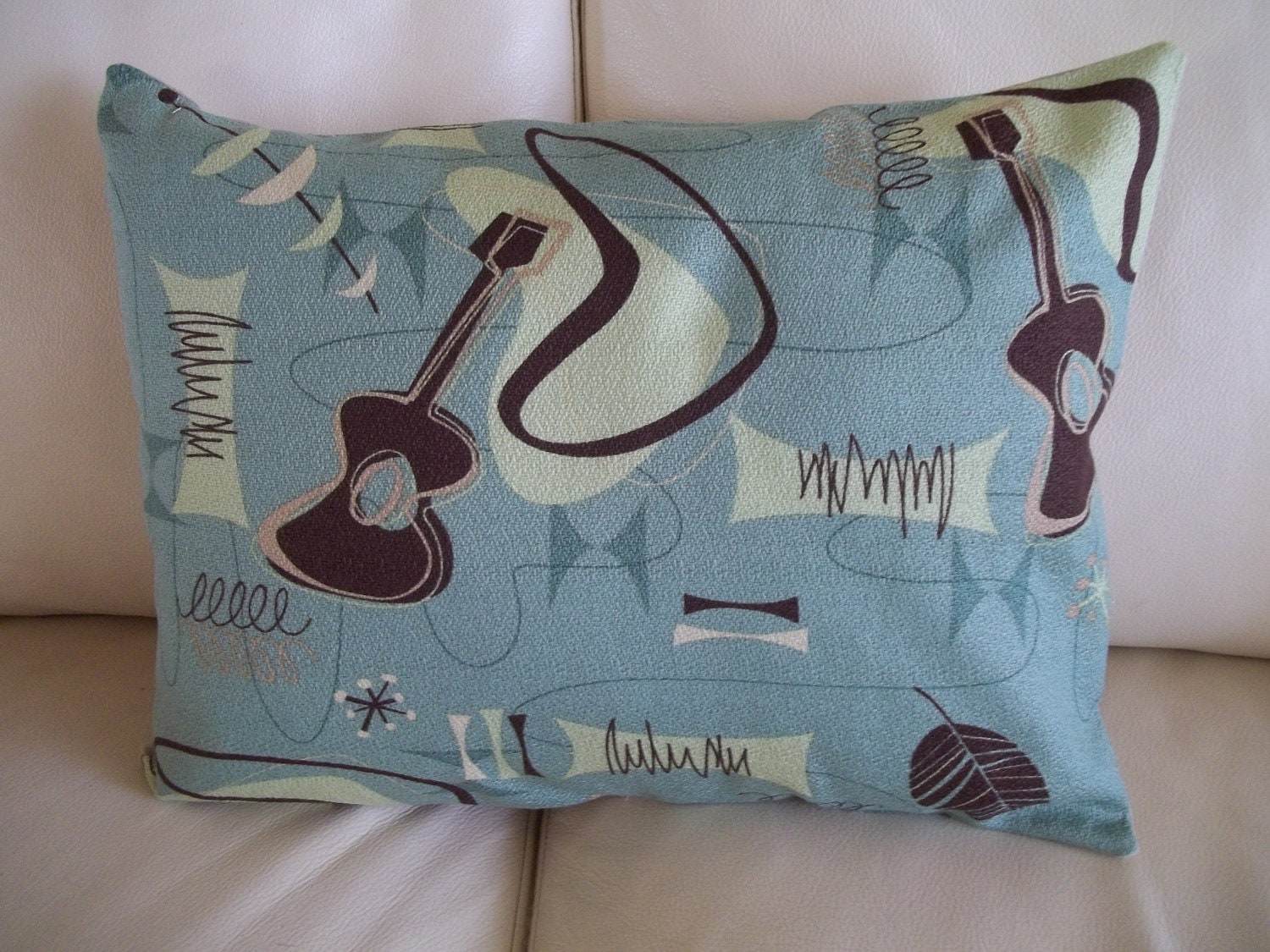 Throw Pillow Cover Midcentury Jetson Atomic Barkcloth 12 x 16 Jade Green