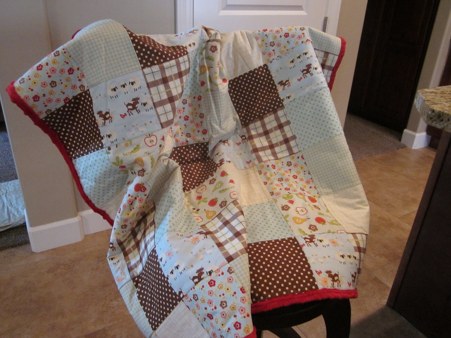 Handmade Baby Quilt- Sweet Farm Animals