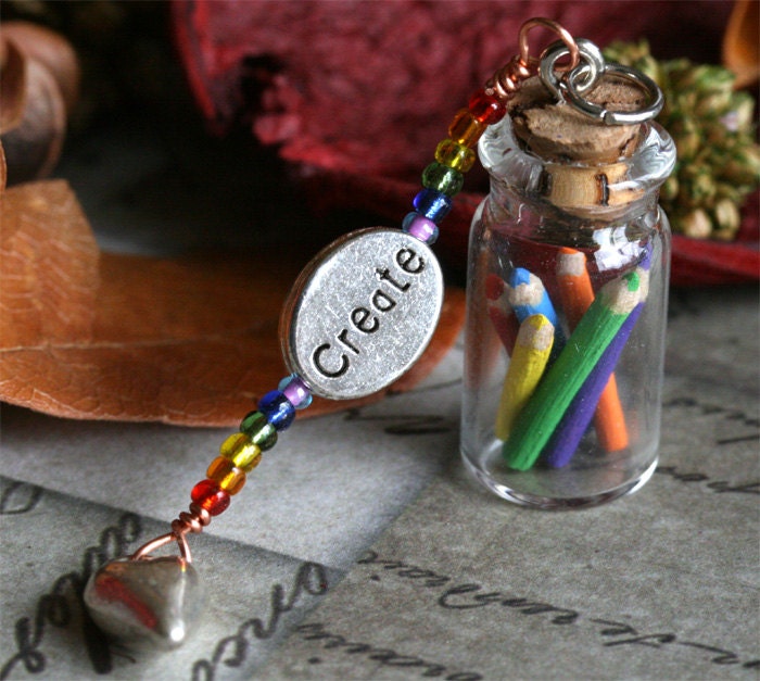 Create Miniature Colored Pencils Pendant (Silver Heart)