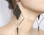 Lace earrings - Hypnosis -  Black or mint with silver