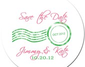 Set of Custom Wedding Stickers - POSTAGE STAMP