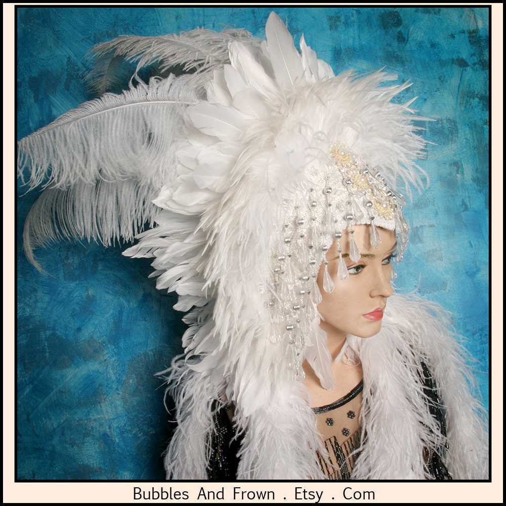 Wonderland Enchantress... Huge White Feather Headdress
