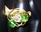 SALE - Green Crystal Swirl Wire Wrapped Ring