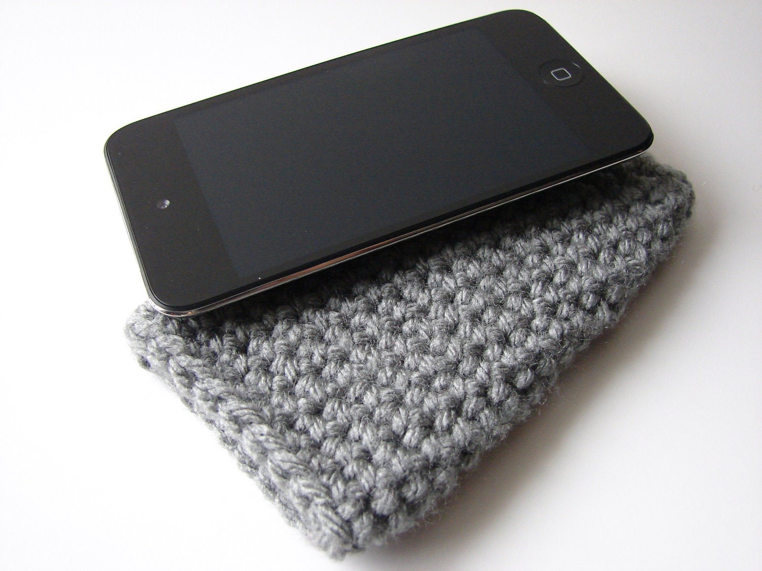 iTouch iPod iPhone Case Gray Sleeve Crochet Cover, MADE TO ORDER, Gifts for Him