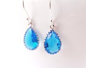 SALE 25% off Blue Glass Drop Earrings bright blue neon fashion womens jewelry blue bridesmaid earrings spring fashion