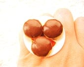 Donut Ring Miniature Food Jewelry  Chocolate Donuts