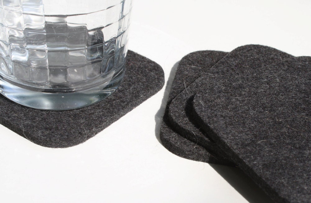 Felt Coasters in 5MM Thick Virgin Merino Wool Felt-Anthracite
