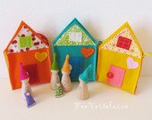 Waldorf toys all natural- Sweet little travelling gnome family house - YELLOW -
