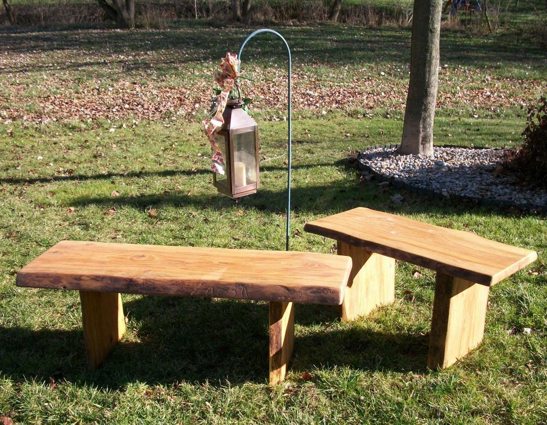rustic garden bench wood outdoor indoor living edge coffee, end table or boot bench