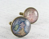 Antique British Isles Map Cuff Links - Anglophile Gifts
