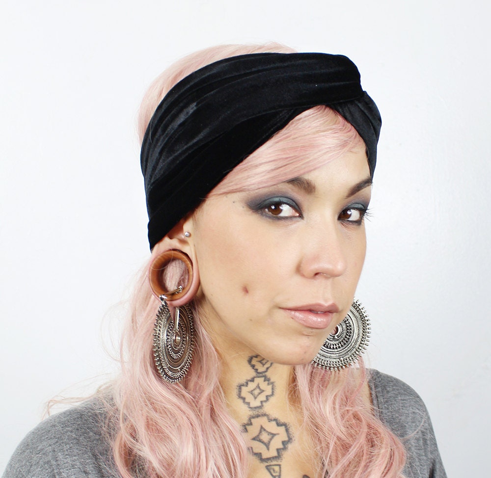 Gypsy - Black Velvet - Turban Twist HeadBand