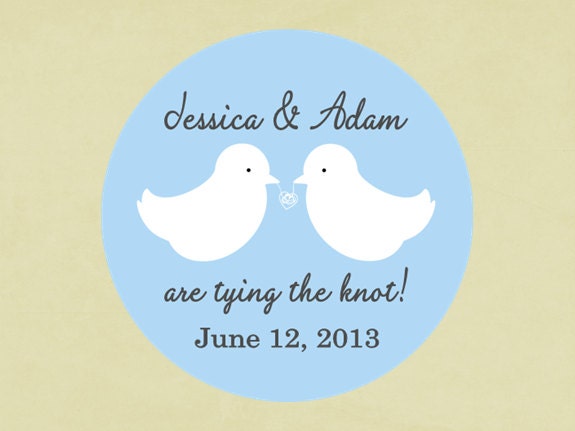 Stickers, labels, seals, tags, round-- tying the knot wedding labels