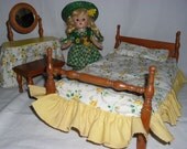 Keystone Bedroom Furniture for Small Dolls - Bed Vanity and Bench with Original Bedding