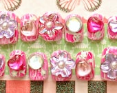 Prom accessory, decoden, gyaru, rave, kawaii, Japanese 3D nail art, fake nails with gems