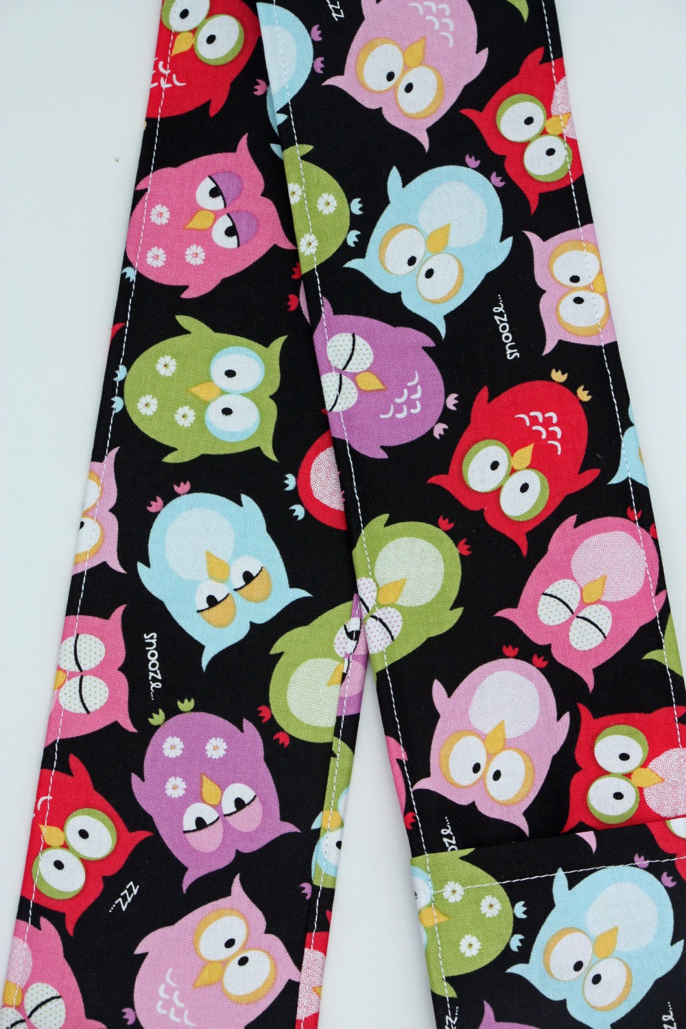 DSLR Camera Strap Cover- lens cap pocket and padding included- Sleepy Hoot